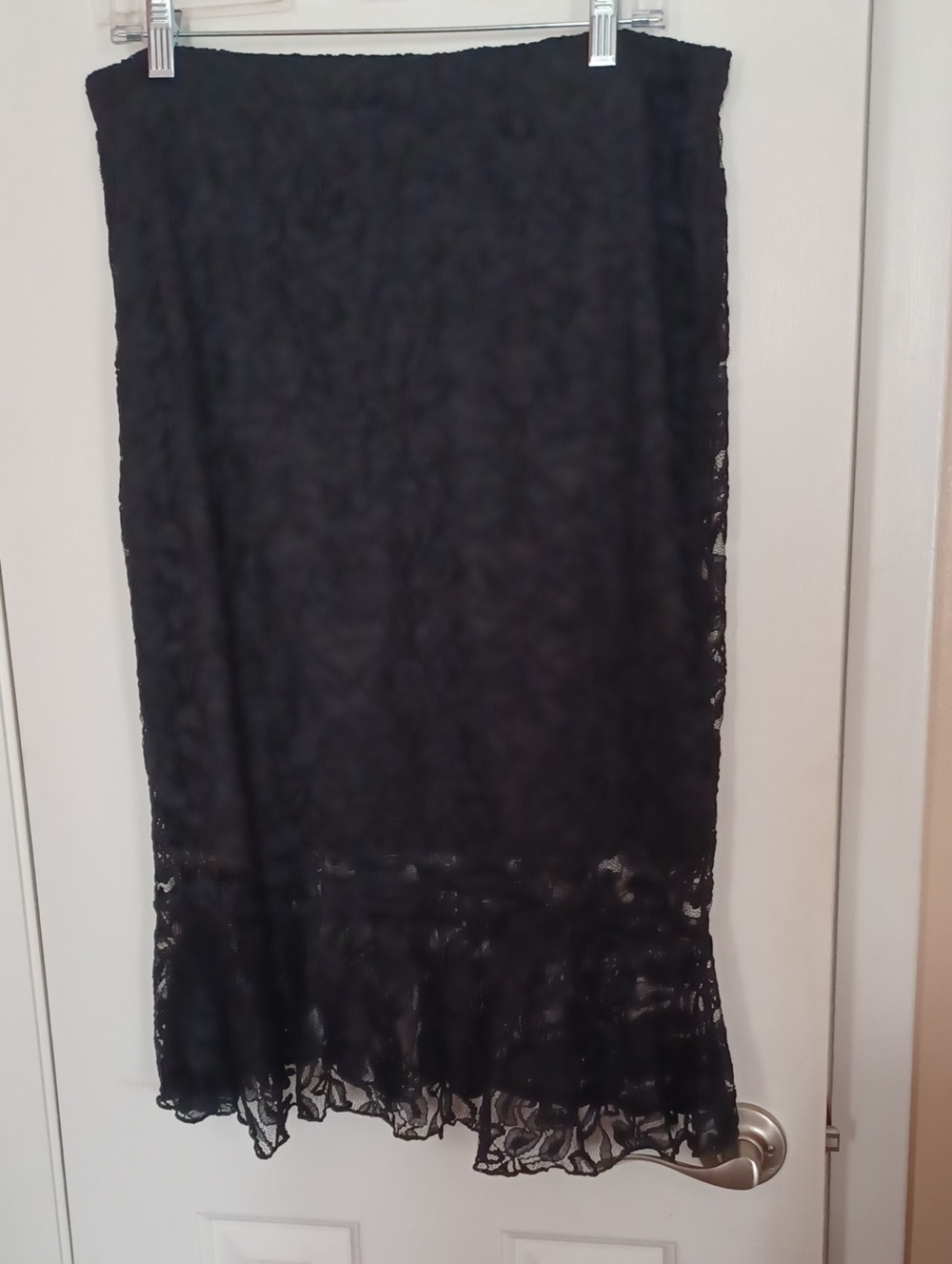 Ashley Blue Black Lace Skirt with Satin Lining